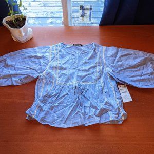 Zara Chambray Peasant Top